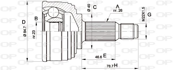 OPEN PARTS jungčių komplektas, kardaninis velenas CVJ5254.10